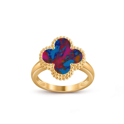 [Elara]LUCKY CLOVER VINTAGE GOLD RING COLLECTION
