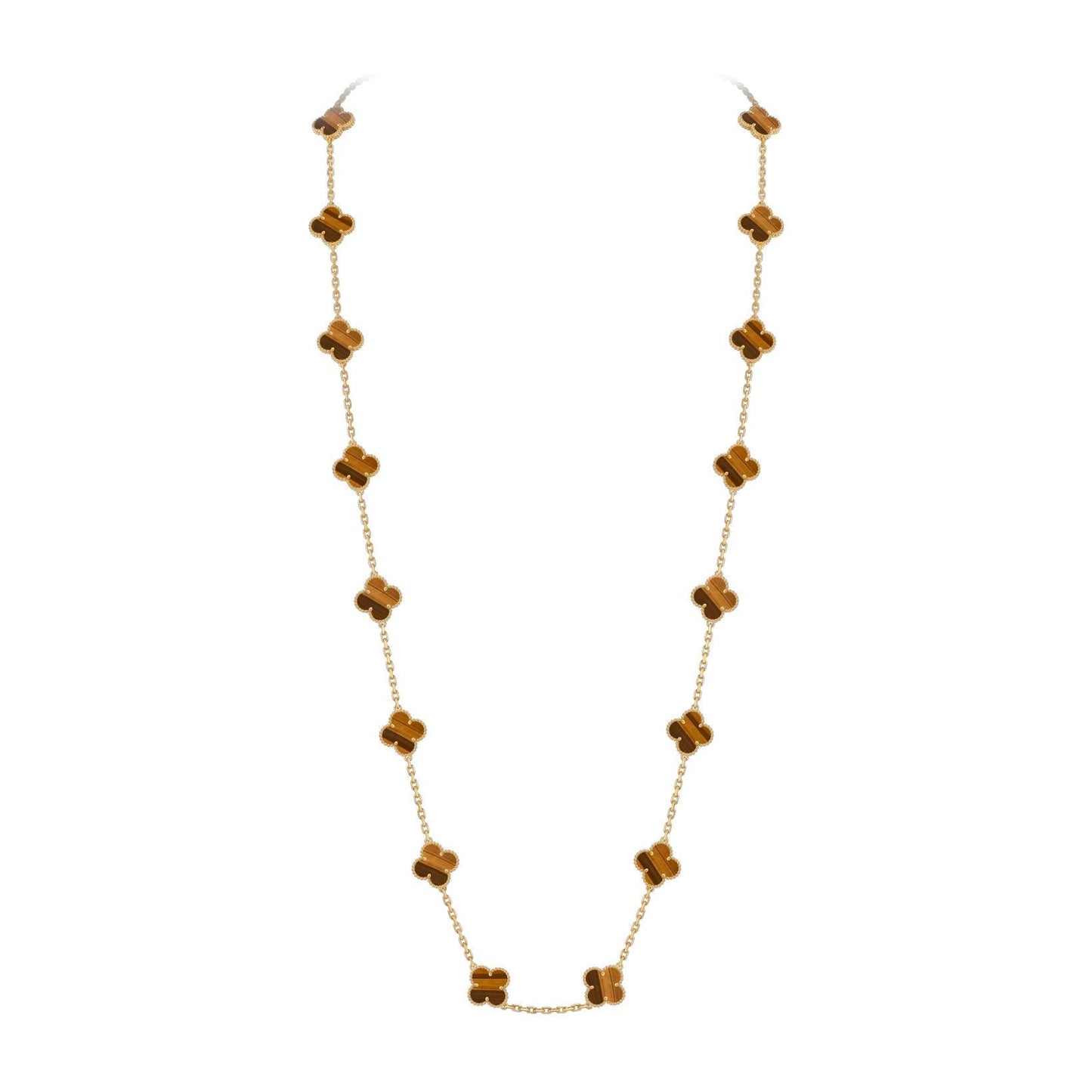 [Elara]CLASSIC 20-MOTIV GLÜCKKLEE-HALSKETTE LANG GOLD KOLLEKTION