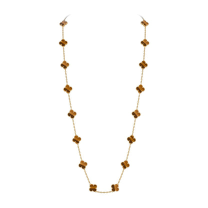 [Elara]CLASSIC 20-MOTIV GLÜCKKLEE-HALSKETTE LANG GOLD KOLLEKTION