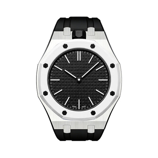 [Elara]OAK POP BLACK STEEL SILICONE STRAP