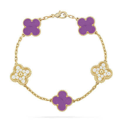 [Elara]GLÜCKSKLEE-ARMBAND MIT 5 MOTIVEN – VIOLETTE KOLLEKTION