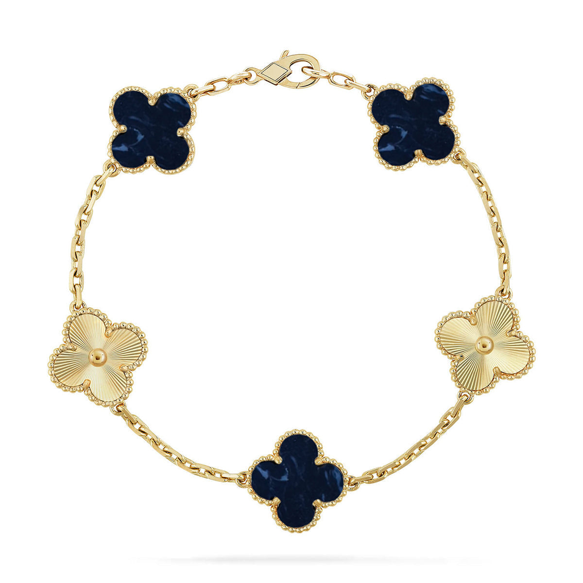 [Elara]LUCKY CLOVER 5-MOTIF BRACELET - PIETERSITE COLLECTION
