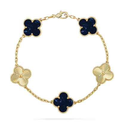 [Elara]LUCKY CLOVER 5-MOTIF BRACELET - PIETERSITE COLLECTION