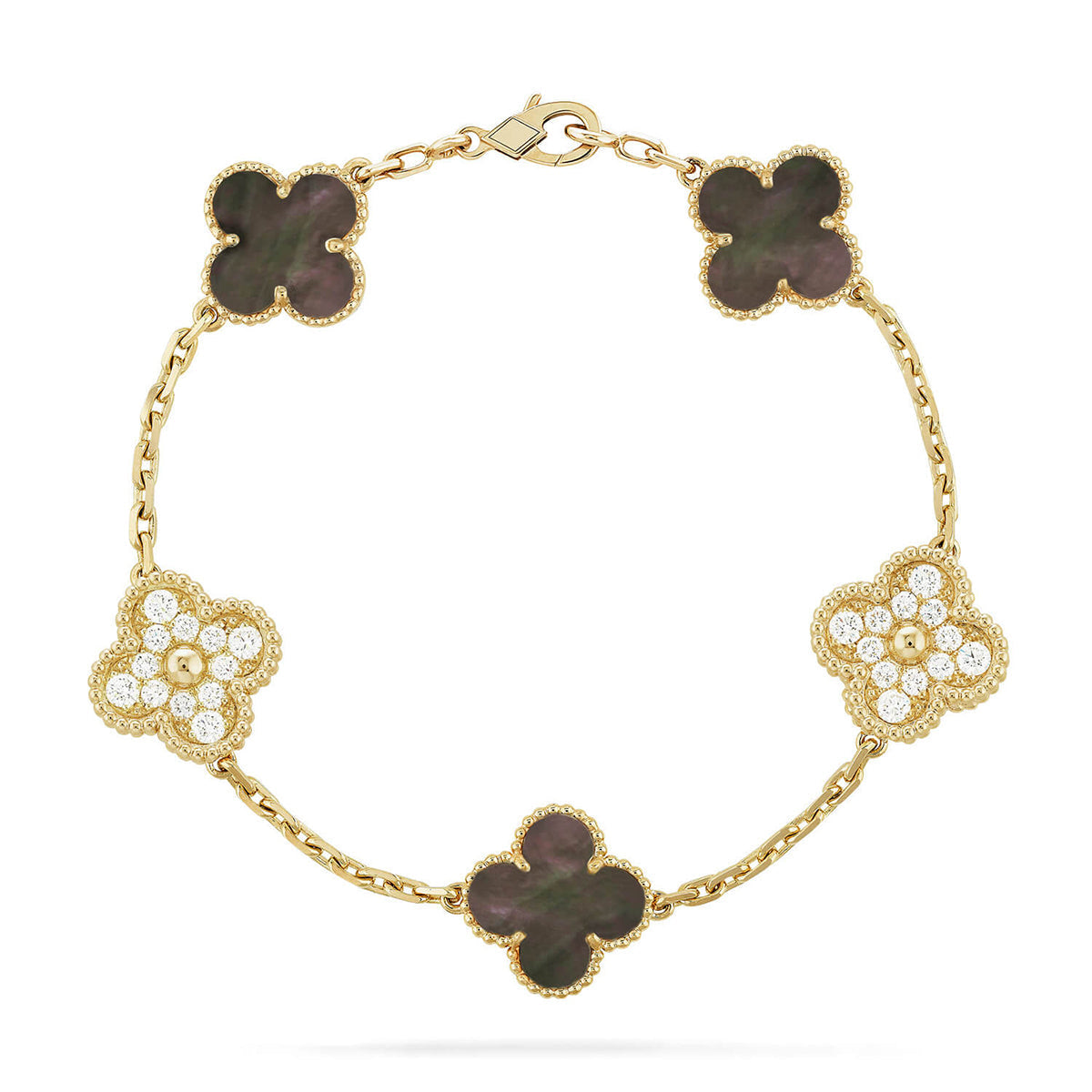 [Elara] LUCKY CLOVER 5-MOTIF BRACELET - KOLLEKTION GRAUES PERLMUTT