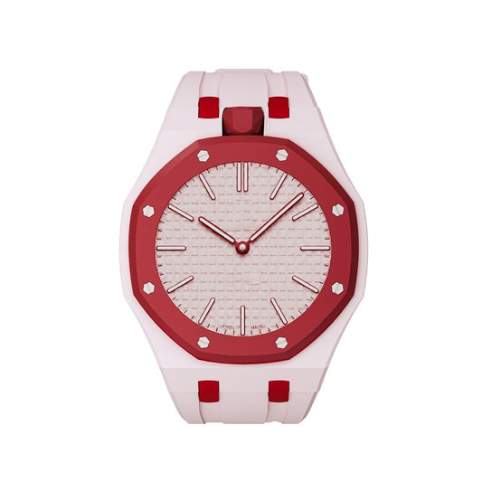 [Elara]OAK POP EXCLUSIVE PINK AND RED SILICONE STRAP