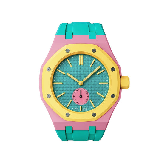 [Elara]OAK POP EXCLUSIVE PINK AND GREEN SILICONE STRAP