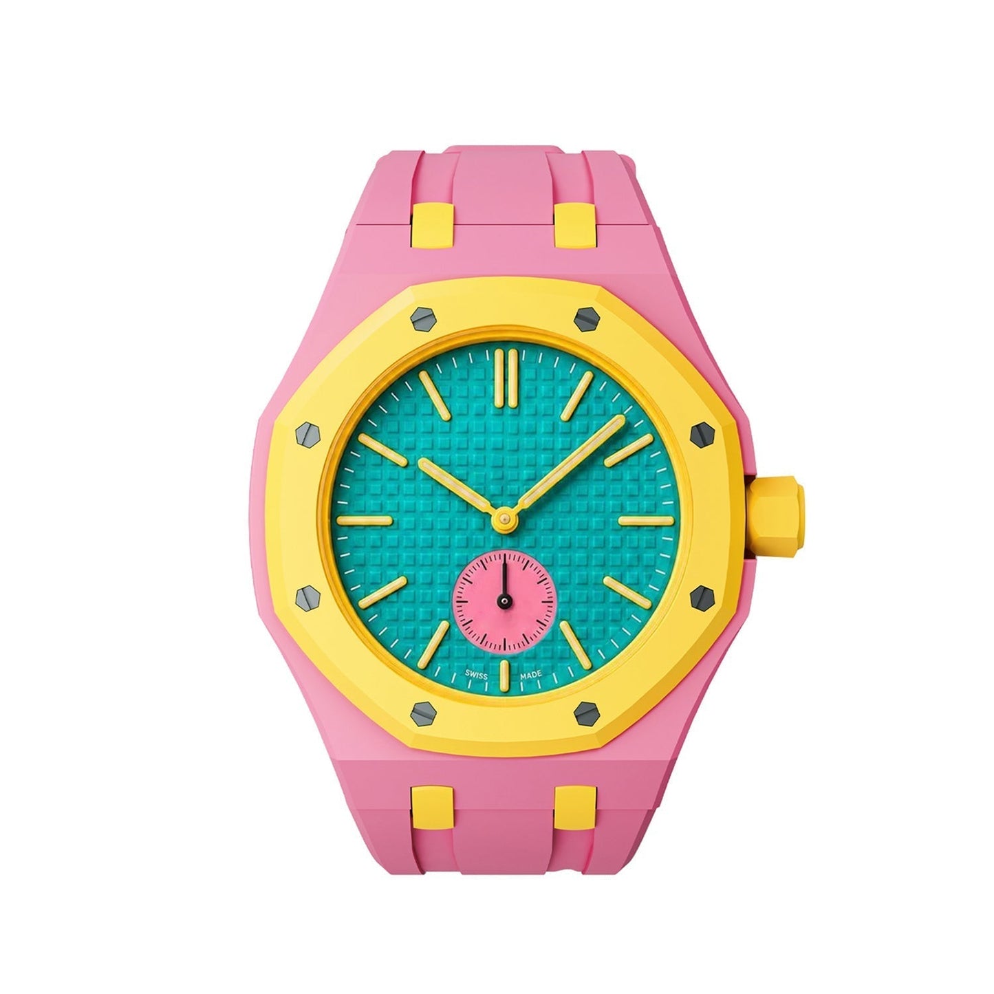 [Elara]OAK POP EXCLUSIVE PINK AND YELLOW SILICONE STRAP