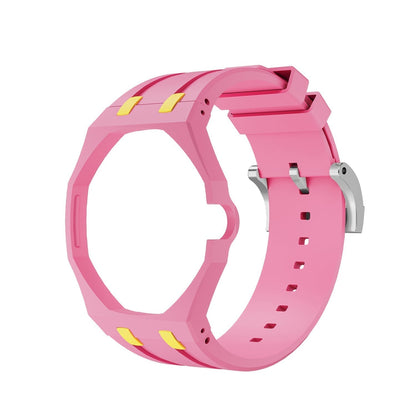 [Elara]OAK POP EXCLUSIVE PINK AND YELLOW SILICONE STRAP