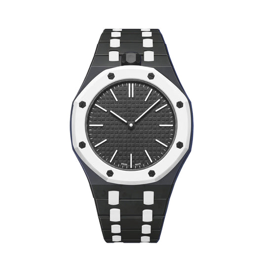 [Elara]OAK POP EXCLUSIVE BLACK AND WHITE BIOCERAMIC STRAP