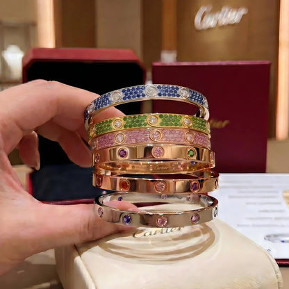 [Elara]CLASSIC 6.1MM LOVE BRACELET 10-DIAMOND FULL PAVÉ