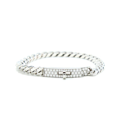 [Elara]KELLY CHAIN SILVER DIAMOND BRACELET