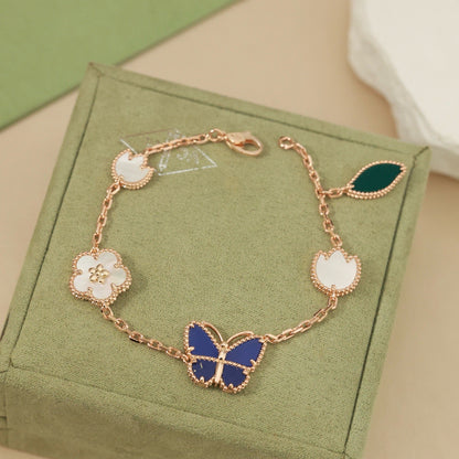 [Elara]SPRING ENCHANTMENT BUTTERFLY & FLORAL CHARM BRACELET