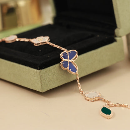 [Elara]SPRING ENCHANTMENT BUTTERFLY & FLORAL CHARM BRACELET