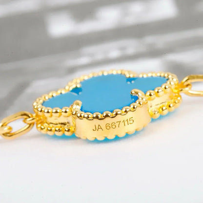 [Elara]LUCKY CLOVER 5-MOTIF BRACELET - TURQUOISE COLLECTION