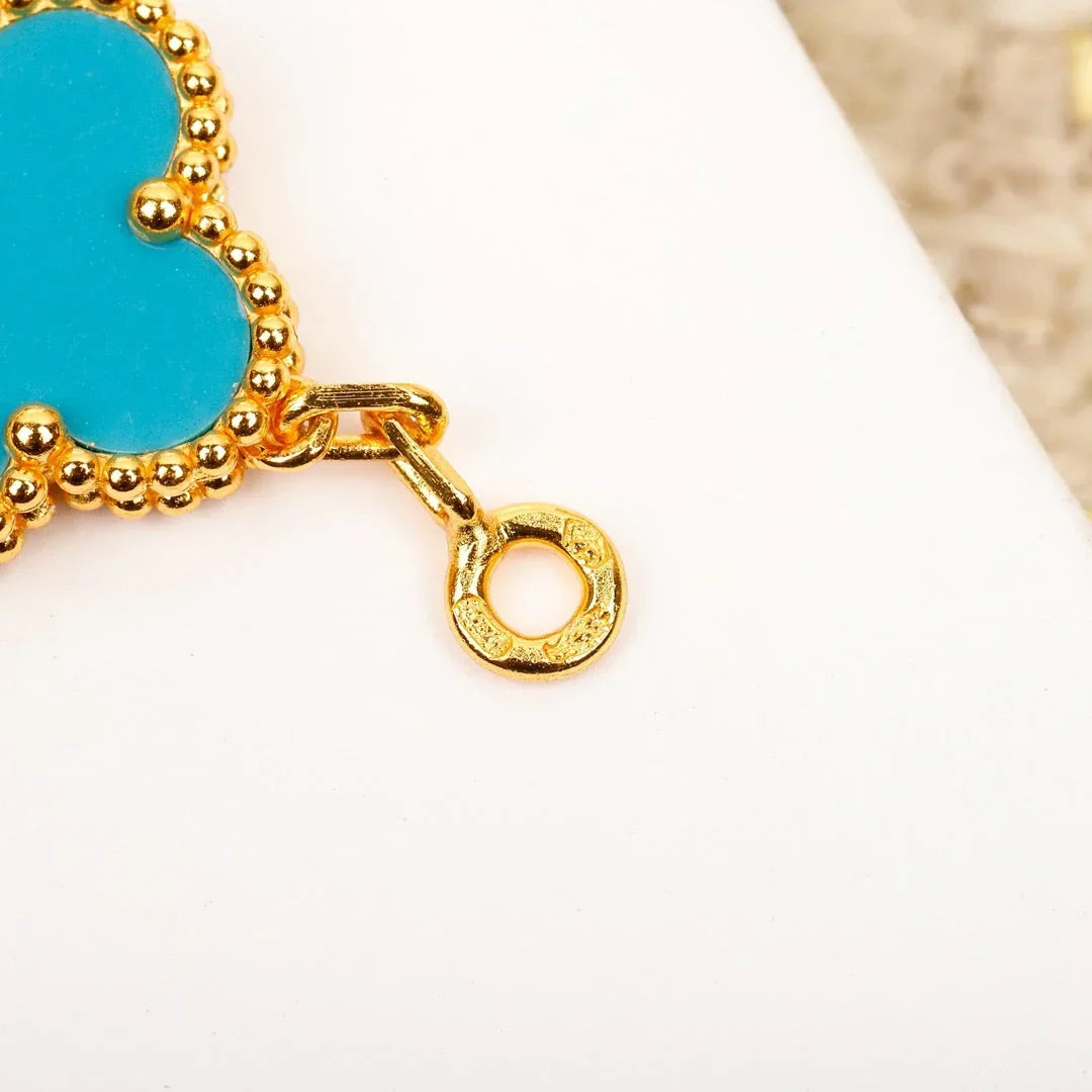 [Elara]LUCKY CLOVER 5-MOTIF BRACELET - TURQUOISE COLLECTION