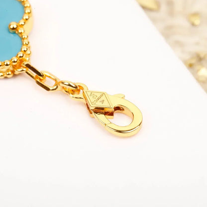 [Elara]LUCKY CLOVER 5-MOTIF BRACELET - TURQUOISE COLLECTION