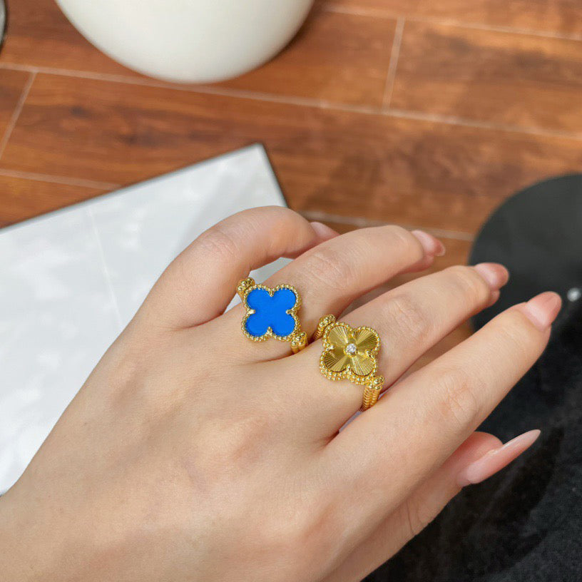 [Elara]LUCKY CLOVER GOLD REVERSIBLE RING