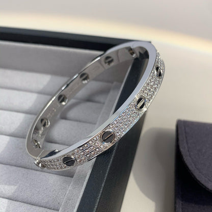 [Elara]CLASSIC 6.1MM LOVE BANGLE - DIAMOND PAVÉ & BLACK CERAMIC