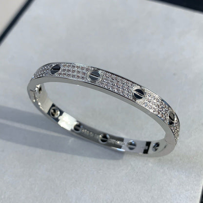 [Elara]CLASSIC 6.1MM LOVE BANGLE - DIAMOND PAVÉ & BLACK CERAMIC