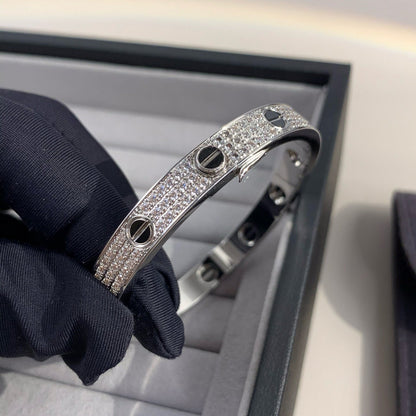 [Elara]CLASSIC 6.1MM LOVE BANGLE - DIAMOND PAVÉ & BLACK CERAMIC