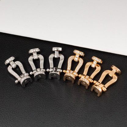[Elara]FORCE LARGE HORSESHOE FULL DIAMOND BRACELET - ROSE GOLD