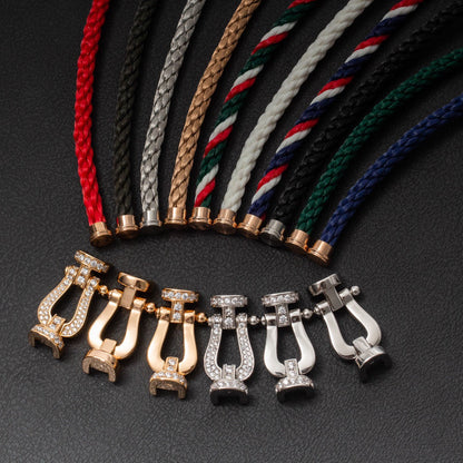 [Elara]FORCE LARGE HORSESHOE FULL DIAMOND BRACELET - ROSE GOLD