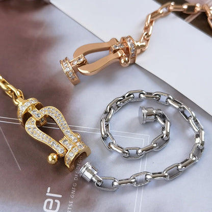 [Elara]FORCE LARGE HORSESHOE CLASP METAL BRACELET