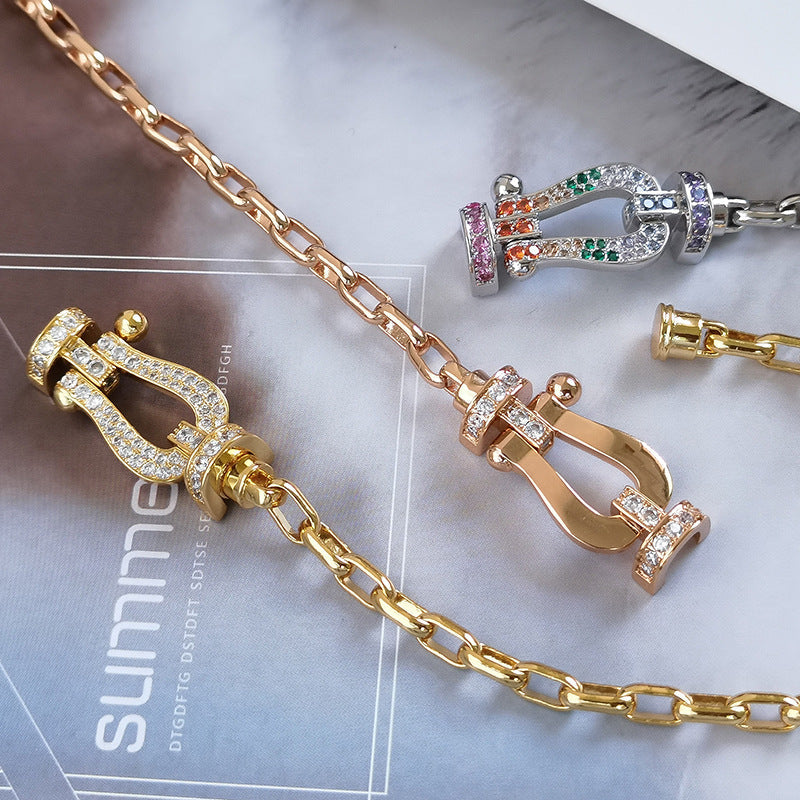 [Elara]FORCE LARGE HORSESHOE CLASP METAL BRACELET