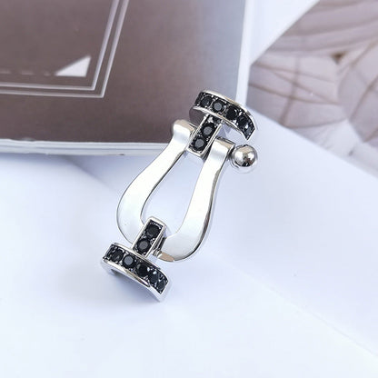 [Elara]FORCE LARGE HORSESHOE BLACK DIAMOND BRACELET - WHITE GOLD