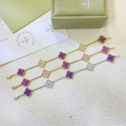 [Elara]GLÜCKSKLEE-ARMBAND MIT 5 MOTIVEN – VIOLETTE KOLLEKTION