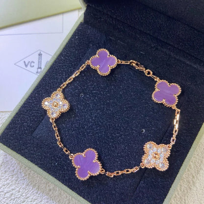 [Elara]GLÜCKSKLEE-ARMBAND MIT 5 MOTIVEN – VIOLETTE KOLLEKTION