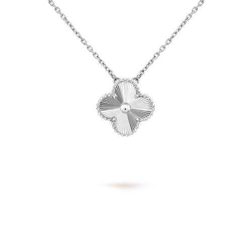 [Elara]15MM KLEEBLÜTEN-ANHÄNGERKETTE WEISSGOLD-KOLLEKTION