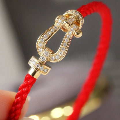 [Elara]FORCE LARGE HORSESHOE FULL DIAMOND BRACELET - ROSE GOLD