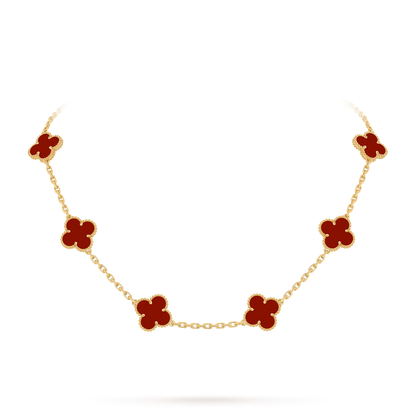 [Elara]CLASSIC LUCKY 10-MOTIF CLOVER NECKLACE GOLD COLLECTION