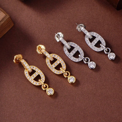 [Elara]HM CHAINE DIAMOND EARRINGS
