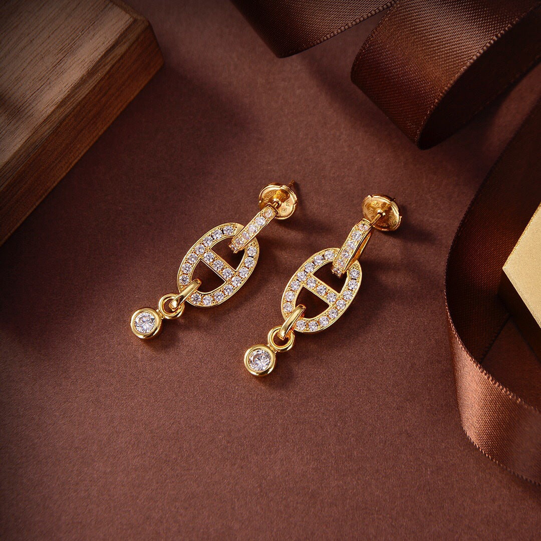 [Elara]HM CHAINE DIAMOND EARRINGS