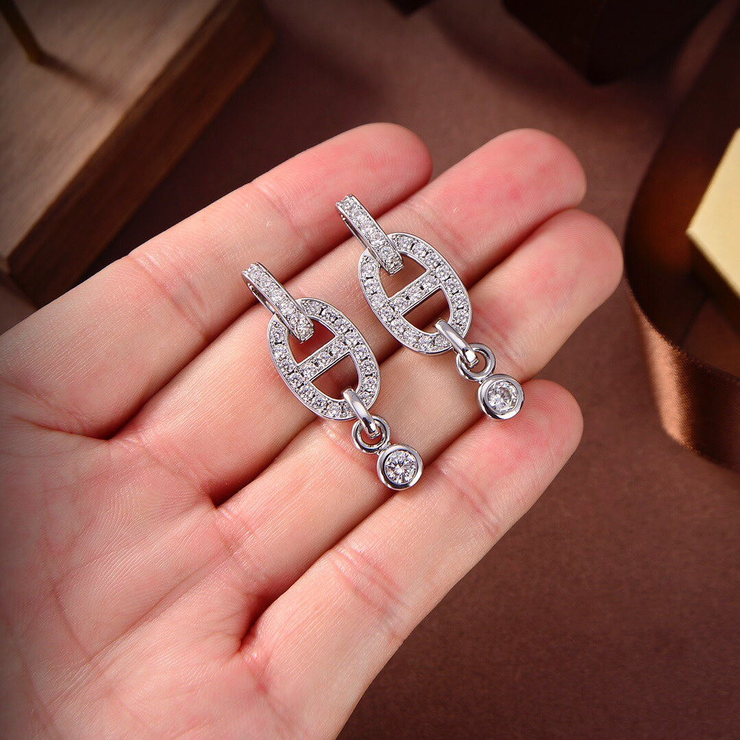 [Elara]HM CHAINE DIAMOND EARRINGS