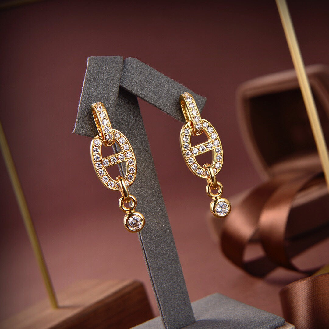 [Elara]HM CHAINE DIAMOND EARRINGS