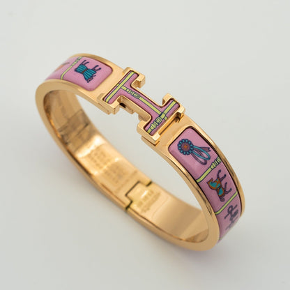 [Elara]H ROSE GOLD BRACELET PINK CERAMIC