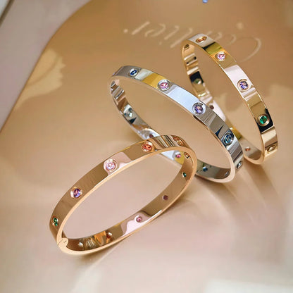 [Elara]CLASSIC 6.1MM LOVE BRACELET 10-DIAMOND MULTICOLOR