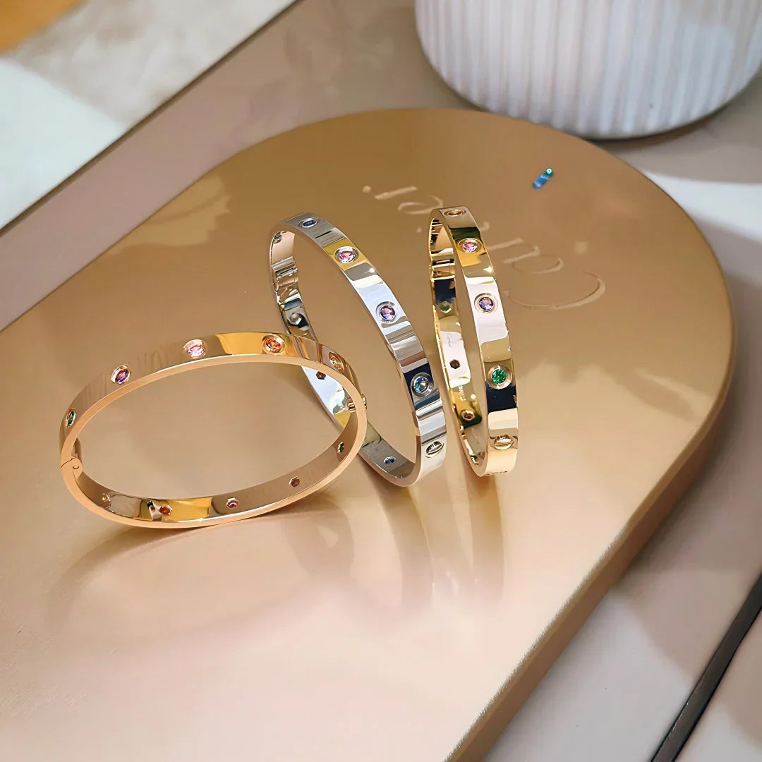 [Elara]CLASSIC 6.1MM LOVE BRACELET 10-DIAMOND MULTICOLOR