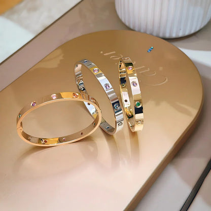 [Elara]CLASSIC 6.1MM LOVE BRACELET 10-DIAMOND MULTICOLOR