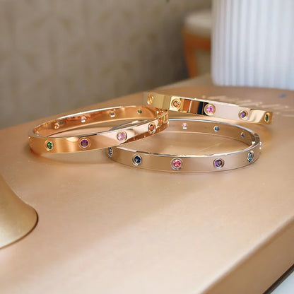 [Elara]CLASSIC 6.1MM LOVE BRACELET 10-DIAMOND MULTICOLOR