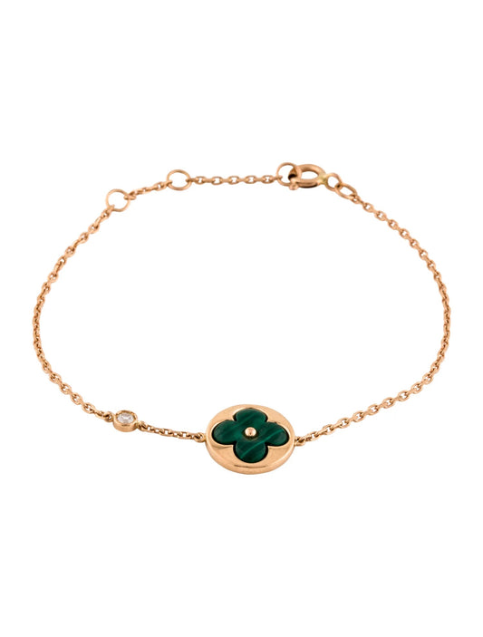 [Elara]SUN MALACHITE 1 DIAMOND ROSE GOLD BRACELET