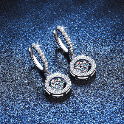 [Elara]DANCING MOISSANITE HALO DROP HOOP EARRINGS