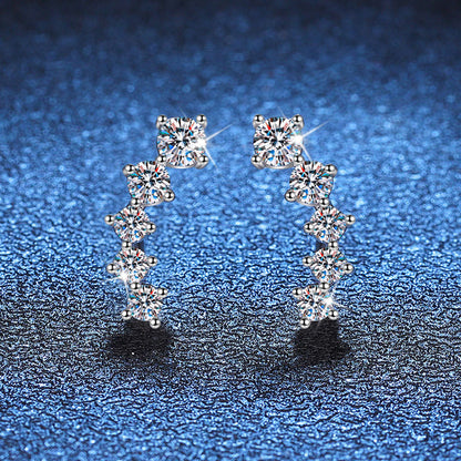 [Elara]SPARKLING SMILE ARC MOISSANITE STUD EARRINGS