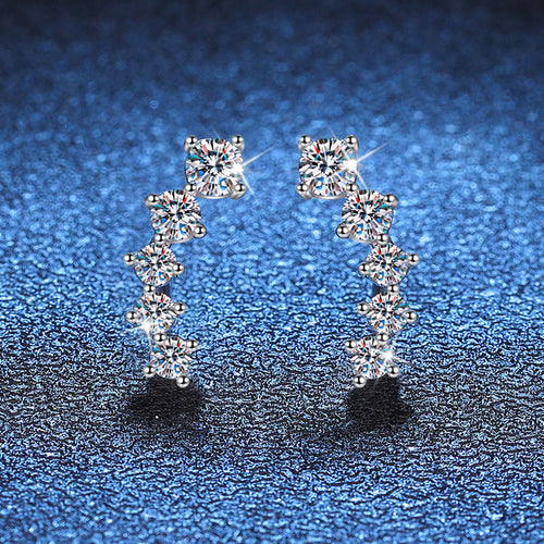 [Elara]SPARKLING SMILE ARC MOISSANITE STUD EARRINGS