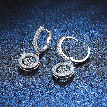 [Elara]DANCING MOISSANITE HALO DROP HOOP EARRINGS