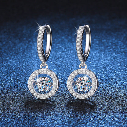 [Elara]DANCING MOISSANITE HALO DROP HOOP EARRINGS