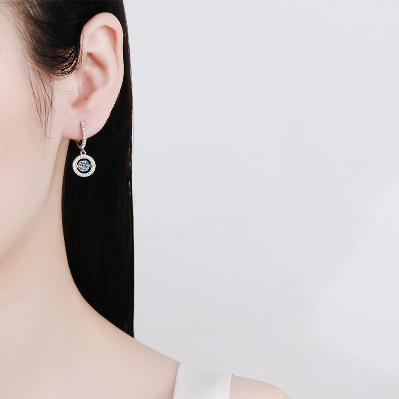 [Elara]DANCING MOISSANITE HALO DROP HOOP EARRINGS